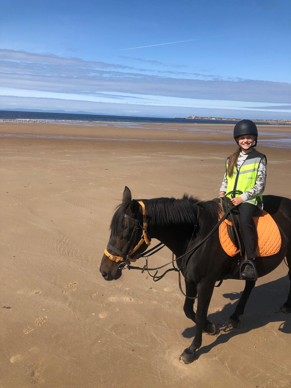 Wetsuit hanger and beach horse riding in Hopeman.